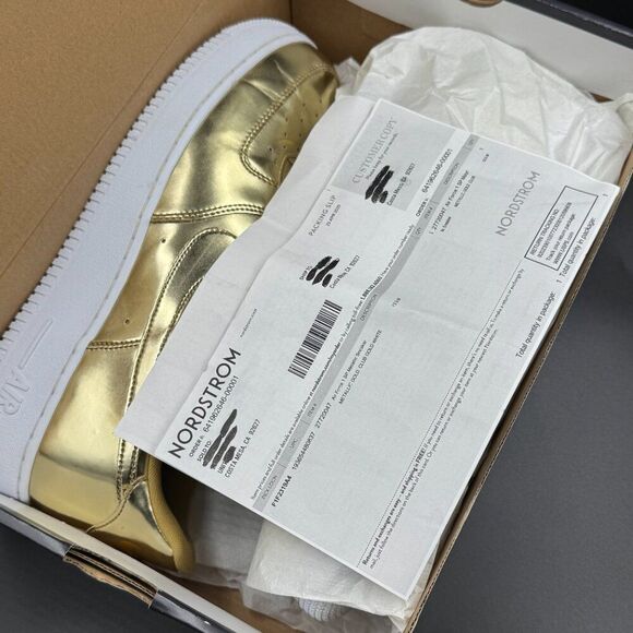 Wmns Nike Air Force 1 SP 'Liquid Metal - Gold' - Picture 2 of 13